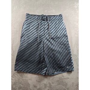 Nike Swim Trunks Mens Small Black Blue Striped Board Shorts NESS7414